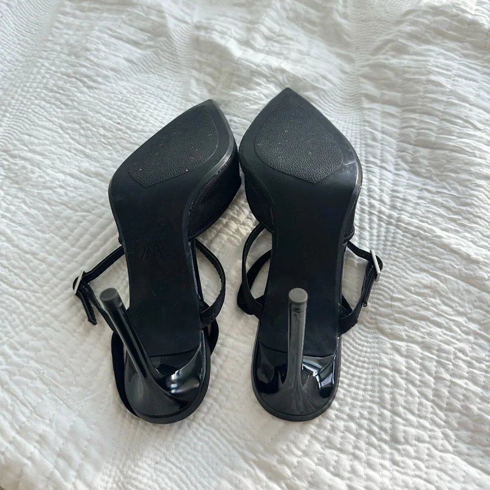 Zara Black Pointed Toe Heels - Picture 5 of 7